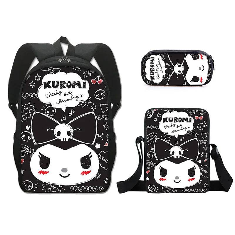 Sanrio Kuromi Backpack Sanrio Backpack Pencil Bag Student School Bag Primary and Middle kawaii Cartoon School Bag Mochila - AIAZ