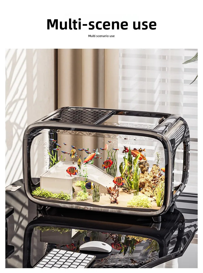 Creative Aquarium Fish Tank Ecological Landscape Set Integrated Filtration Oxygen Generation Machine Transparent Turtle Tank