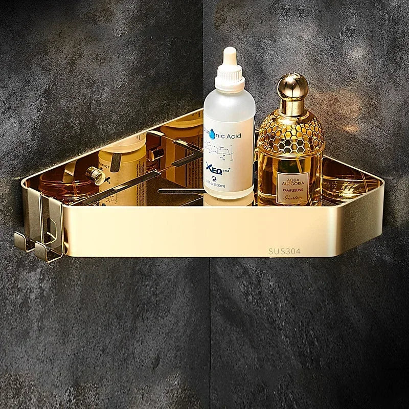 304 Stainless Steel Bathroom Shelf Shower Room Shampoo Skincare Shelves Corner Rack Storage Basket Corner Toilet Triangle Rack
