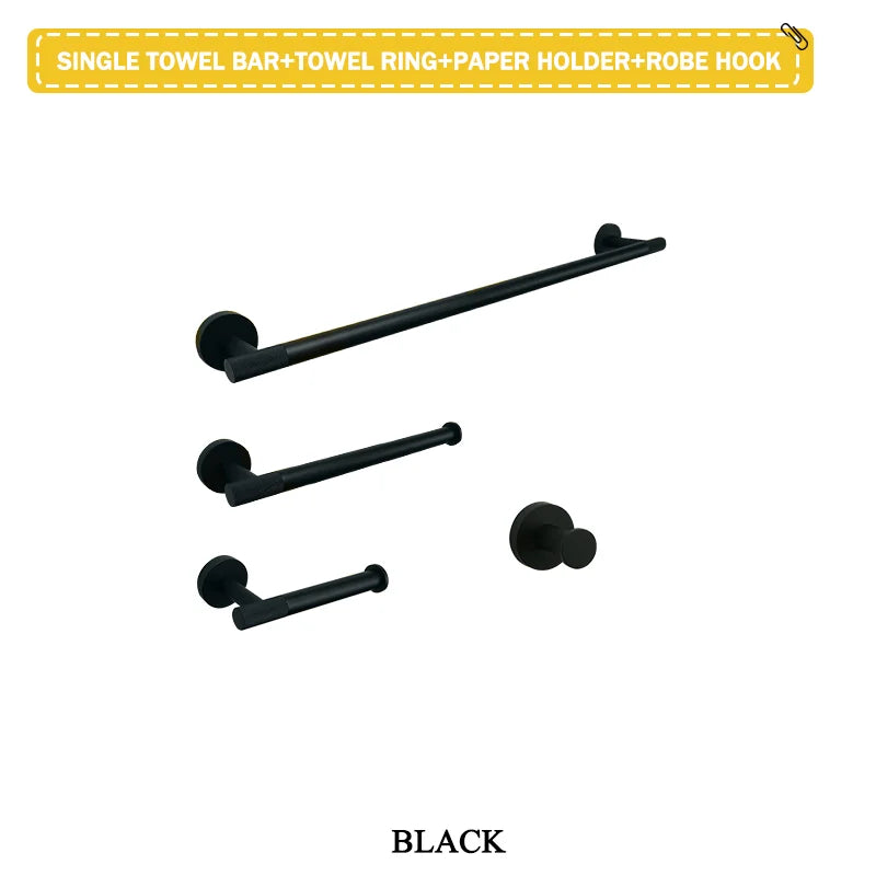 Brushed Gold Stainless Steel Wall Mount Towel Bar Towel Ring Paper Holder Bathrobe Hook Toilet Brush Bathroom Accessories