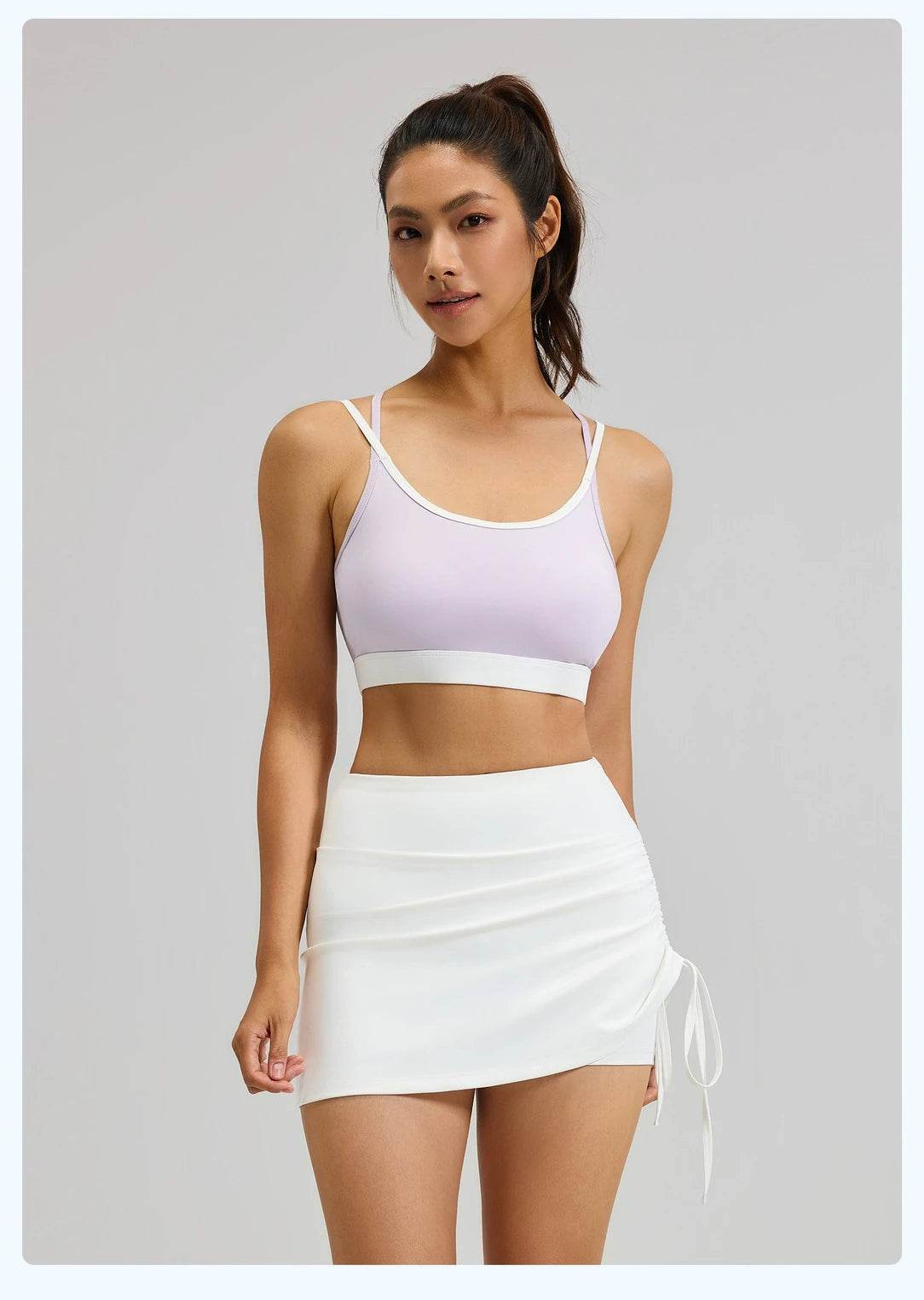 Shirring Sports Skirts with Safety Trousers for Women High Elastic Fashion Casual Fitness Skirts Fake Two Pieces Yoga Skirts - AIAZ