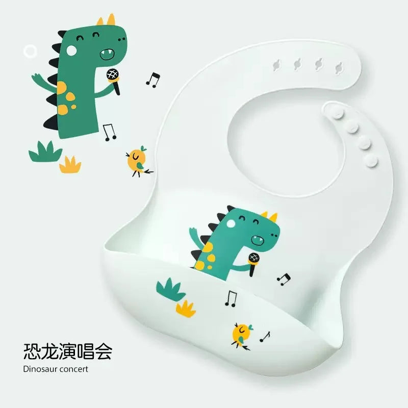 1PC Baby Lunch Apron Toddler Silicone Bibs Baby Kids Girl Boys Waterproof Saliva Cartoon Feeding Bib baby Silicone Bib Aprons