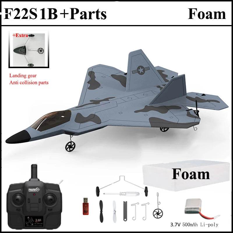 2024 New F22S 2.4G 4CH 3D6G RC Airplane Raptor F22 Warplane WLtoys A180 Upgrade Version LED Light With Gyroscope Out Door Toys - AIAZ