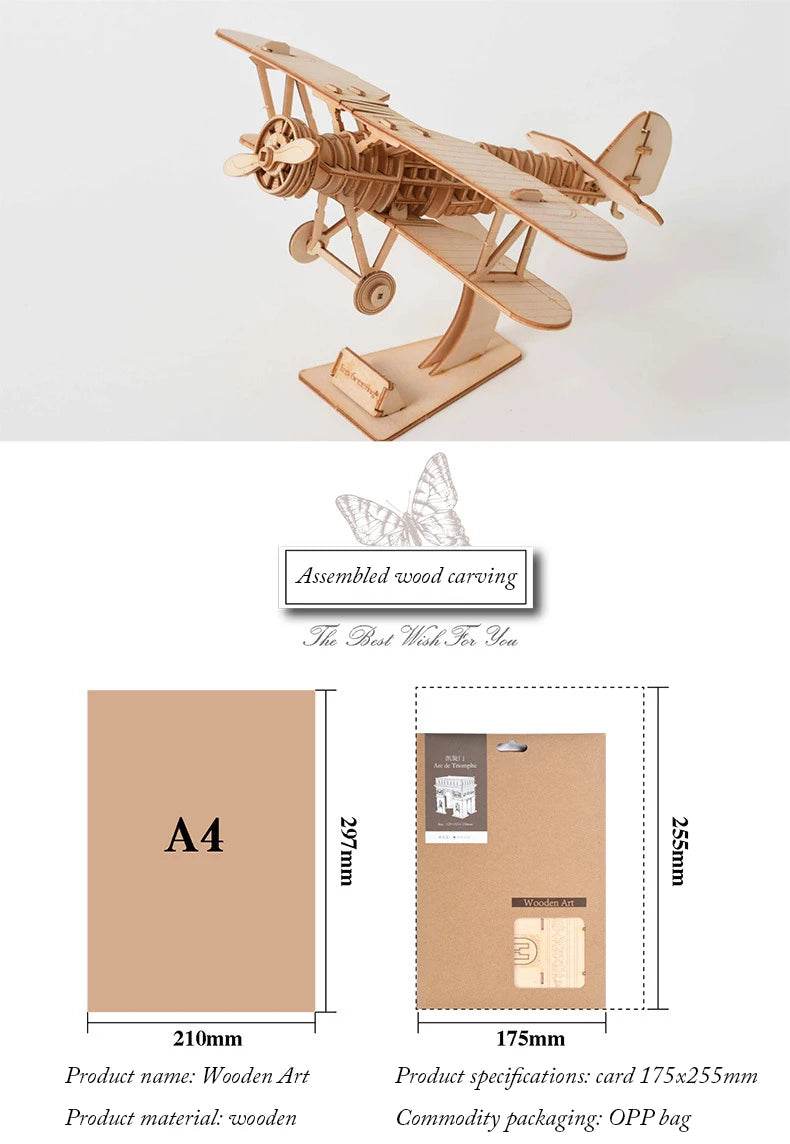 Diy 3d wooden puzzle for Assembly Puzzle Laser Cutting Sailing Ship Biplane Steam Locomotive Train Toy diy Kit for adults Child - AIAZ