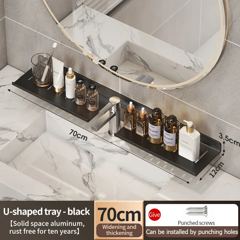 Faucet storage tray, bathroom storage rack, mirror front toilet, washbasin, washbasin, non perforated bathroom rack