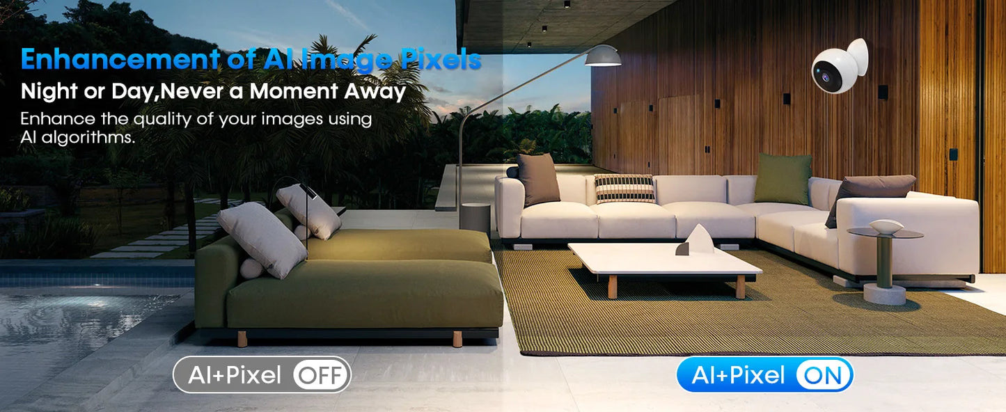 2K 5MP Wifi Home Security Camera Wireless Outdoor Magnetic Battery Powered Camera Surveillance AI Motion Detection Indoor HD Cam