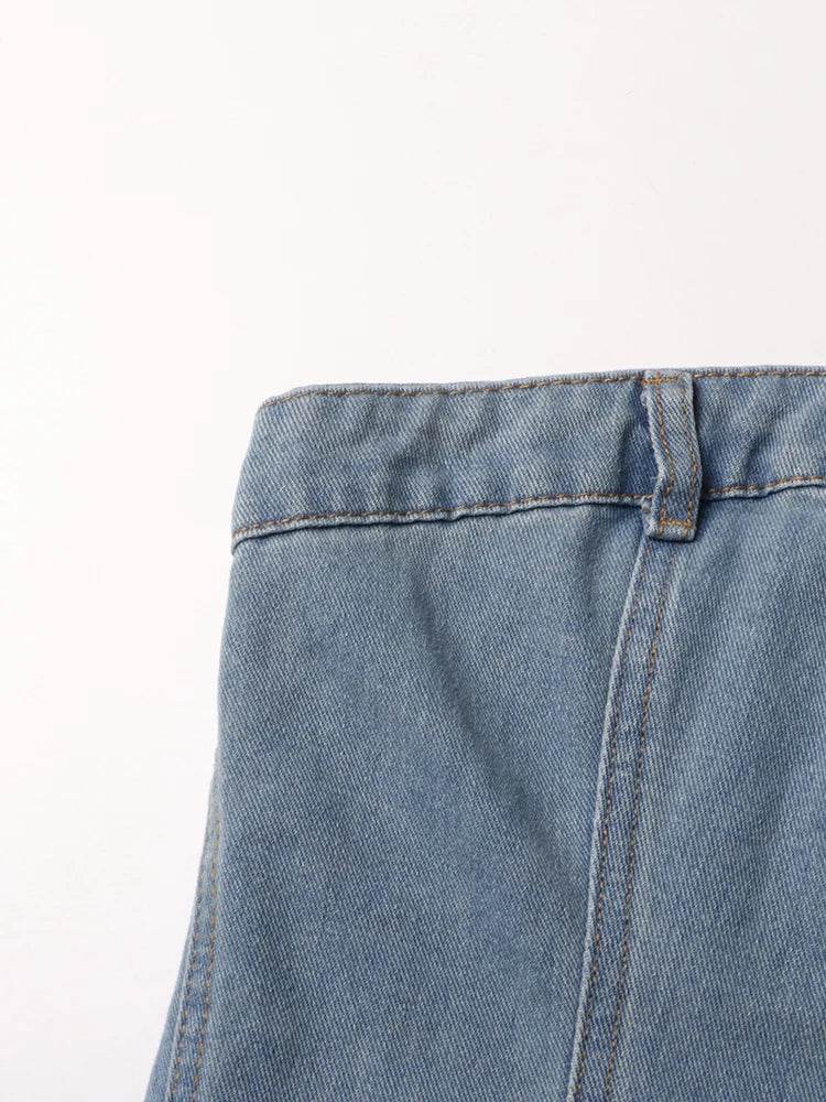 TWOTWINSTYLE Patchwork Pockets Streetwear Jumpsuits For Women Strapless Sleeveless Cold Shoulder High Waist Sexy Jumpsuit Female - AIAZ