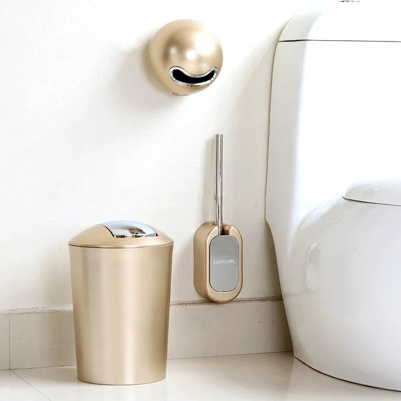 Golden Paper Holder Wall-mounted Toilet Brush Plastic Creative Toilet Paper Box Nordic Trash Can Waste Bins Bathroom Accessories