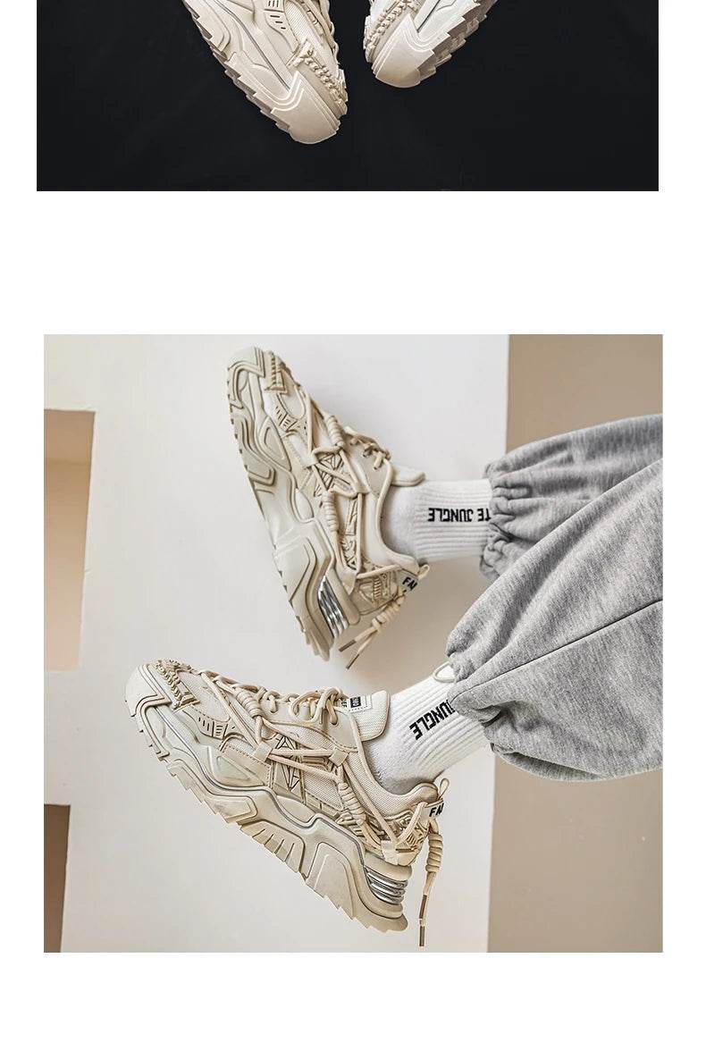 Platform Men Shoes Fashion Clunky Sneakers Men Casual Shoes Breathable Sports Dad Shoes Male Fitness Footwear 2023 - AIAZ