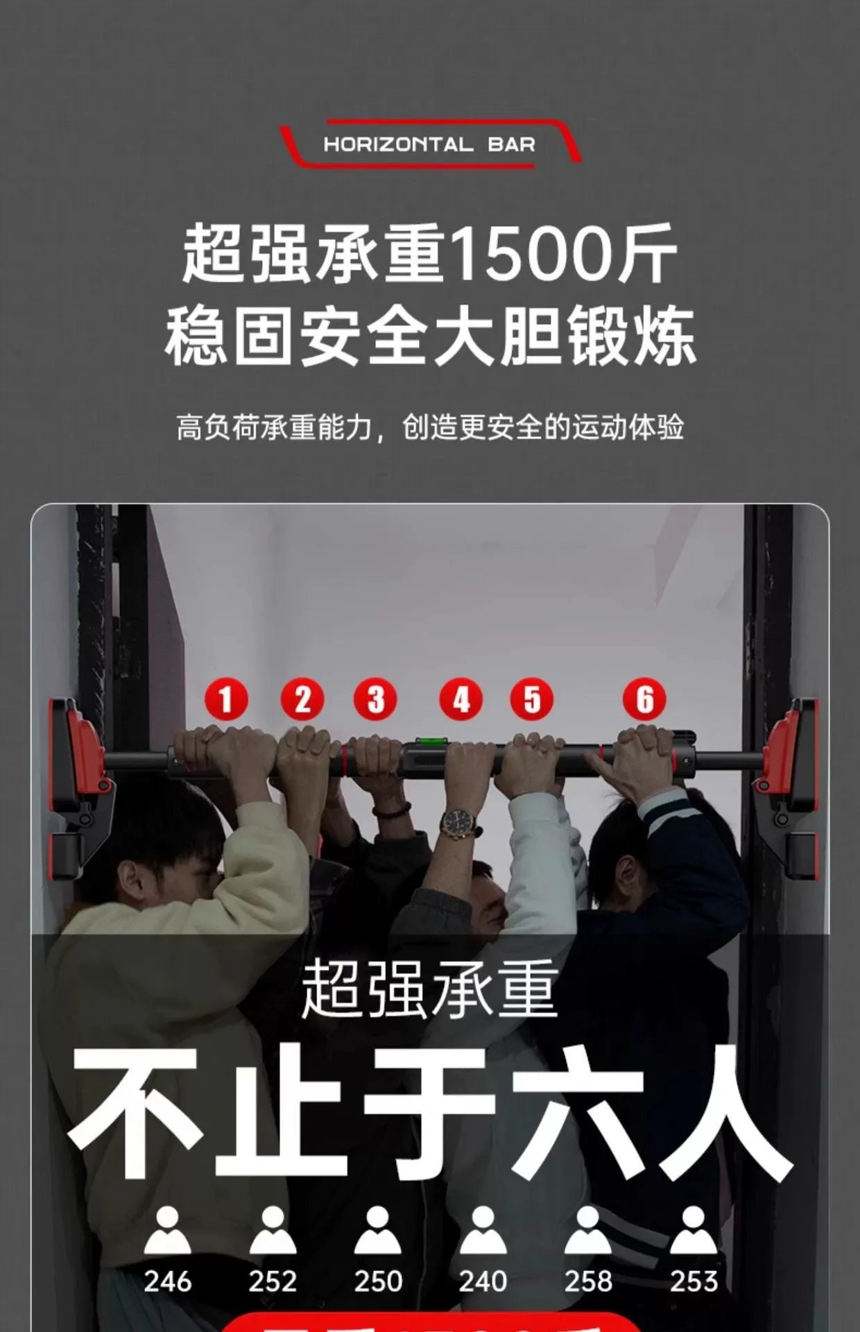 Horizontal Bar Household Indoor Fitness Equipment Household Sports Non-punching Rings Single Rod Pull-up Device on The Door