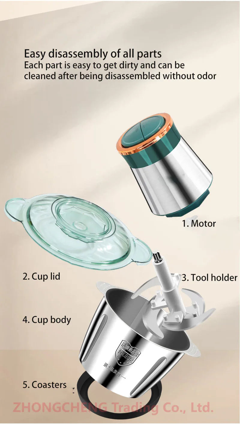 Kitchen household electric meat grinder stainless steel stuffing minced vegetables minced meat mincer small garlic chili cooker