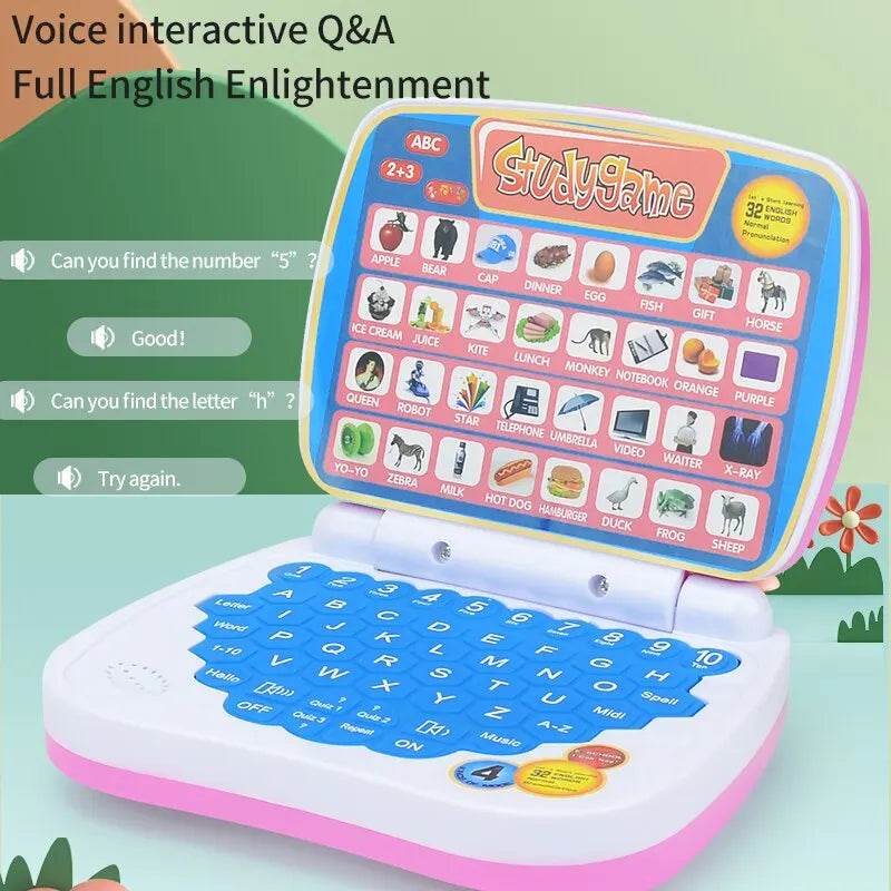 English Learning Small Laptop Toy for Kids 2-3 Years. Boys and Girls Computer for Aphabet ABC.Numbers.Words.Spelling.Maths.Music - AIAZ