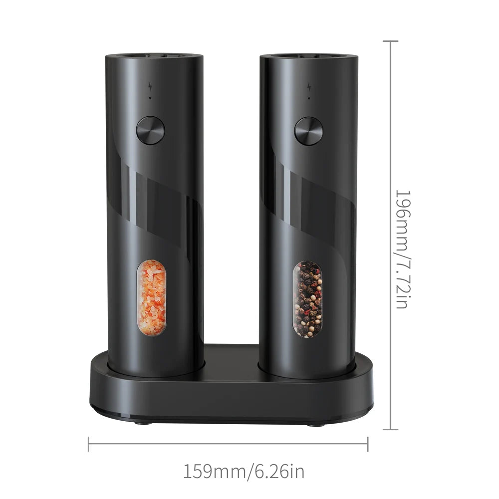 110ml Rechargeable Electric Salt and Pepper Grinder Shakers USB Automatic Djustable Coarseness Spice Mills for Kitchen Gadgets