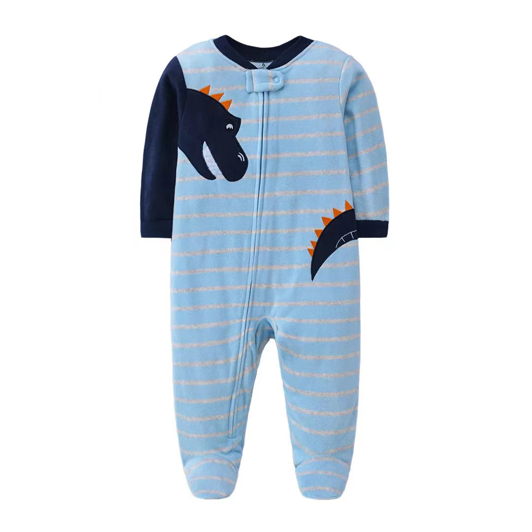 Winter Baby Boy Girl Rompers Clothes Zipper Fleece Autumn Warm Newborn Infants Pajamas Outfit Animal Jumpsuit Clothing 0 -12 M