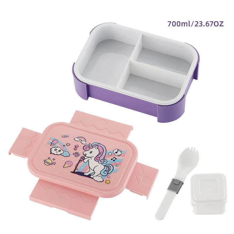 School Lunch Bento Box With Fruit Forks Lunch Box Accessories for Kids BPA Free Titanium Chirldren Food Snack Container - AIAZ