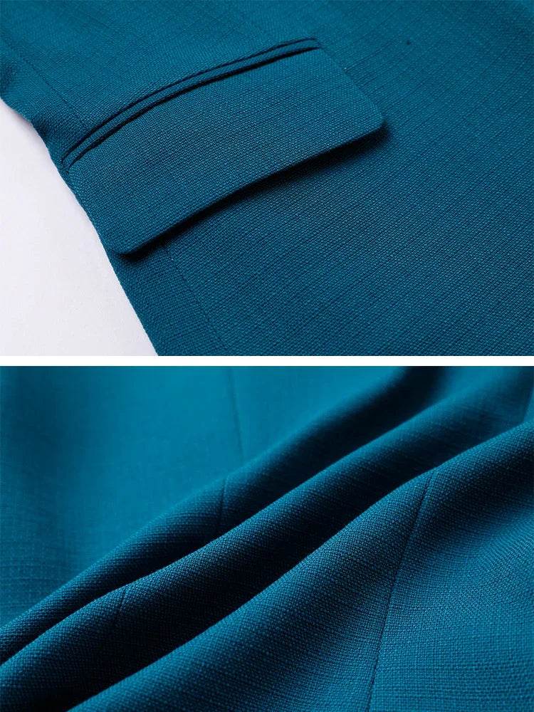 Business Work Wear 2 Piece Set Purple Blue Red Black Long Sleeve Blazer And Trouser Women Pant Suit Formal - AIAZ