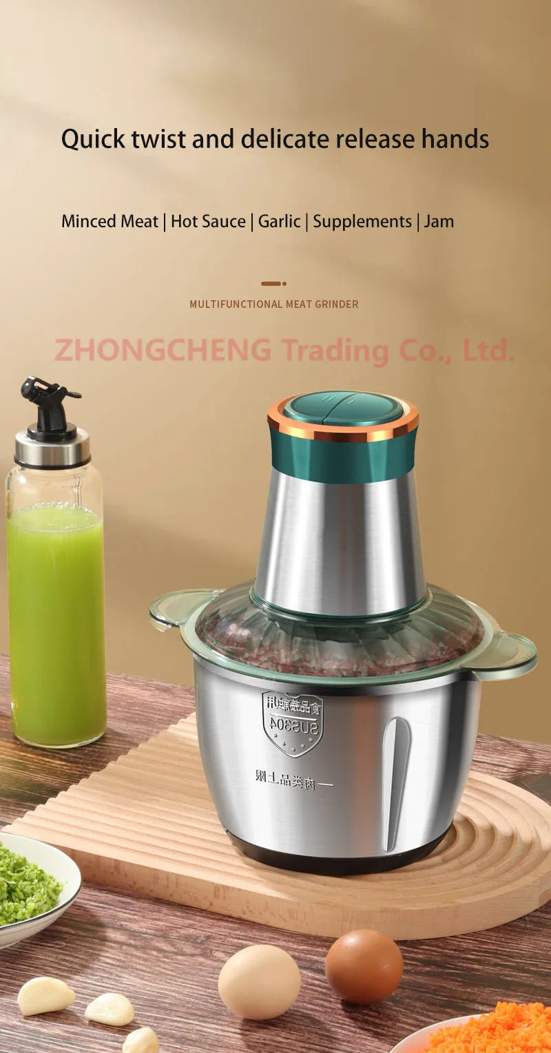 Kitchen household electric meat grinder stainless steel stuffing minced vegetables minced meat mincer small garlic chili cooker