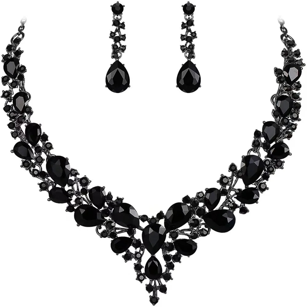 Fashion Crystal Bridal Necklaces Earrings Shining Elegant Rhinestone Jewelry Set Exquisite Necklace Earrings Set Banquet
