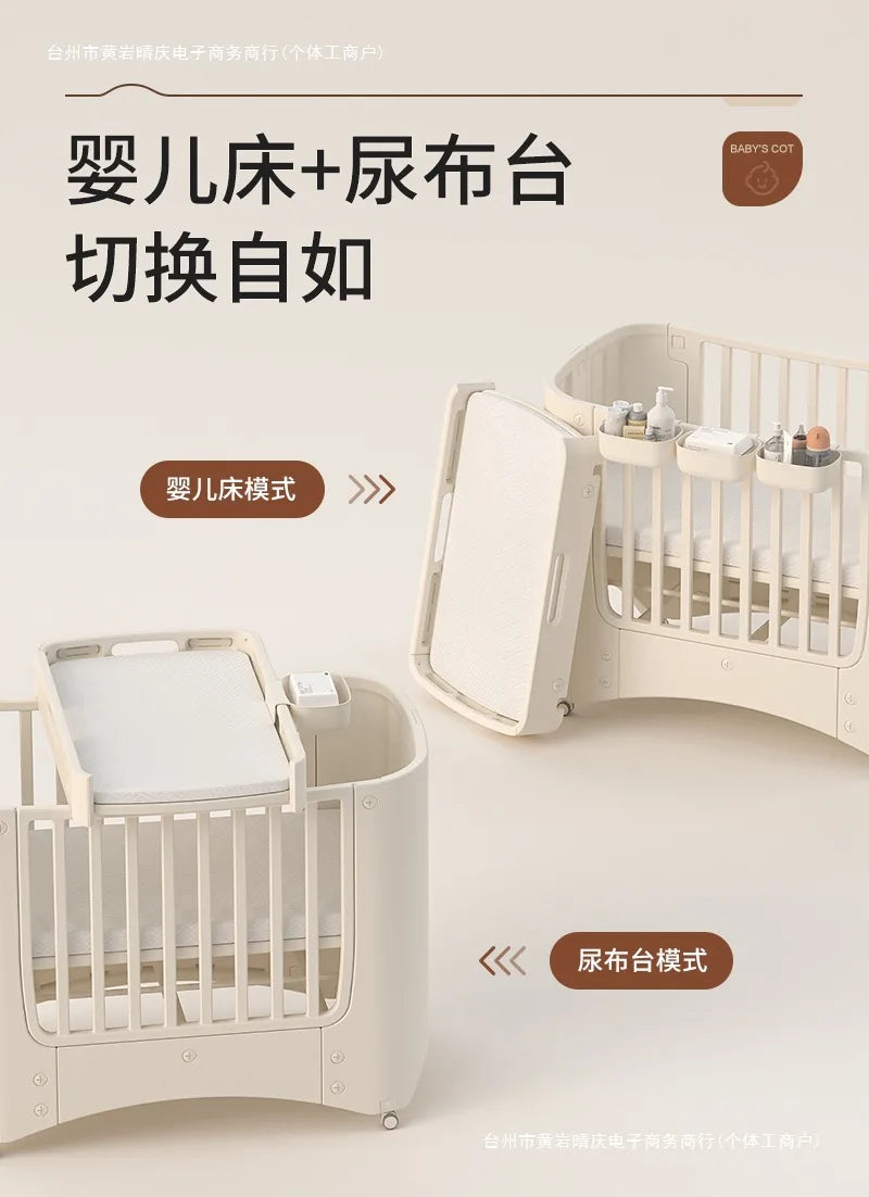 Crib Adjustable Movable Splicing Game Bed Baby Multifunctional Diaper Table