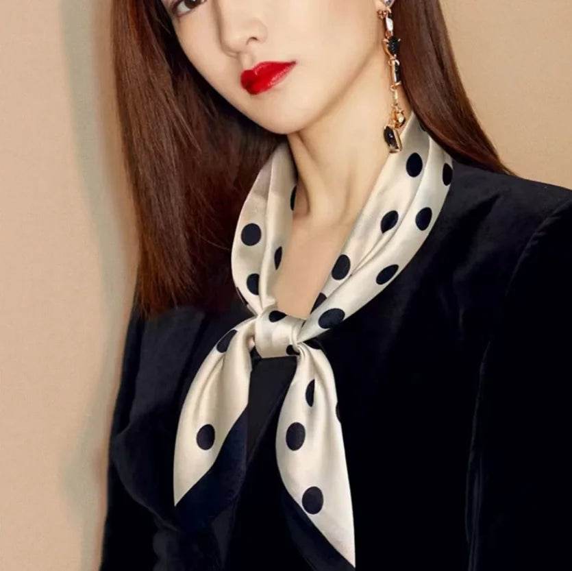 Women Fashion Versatile New Silk Scarves 70x70cm Square Scarf Korean Version Neck Protection Spring and Autumn Vintage Scarf - AIAZ