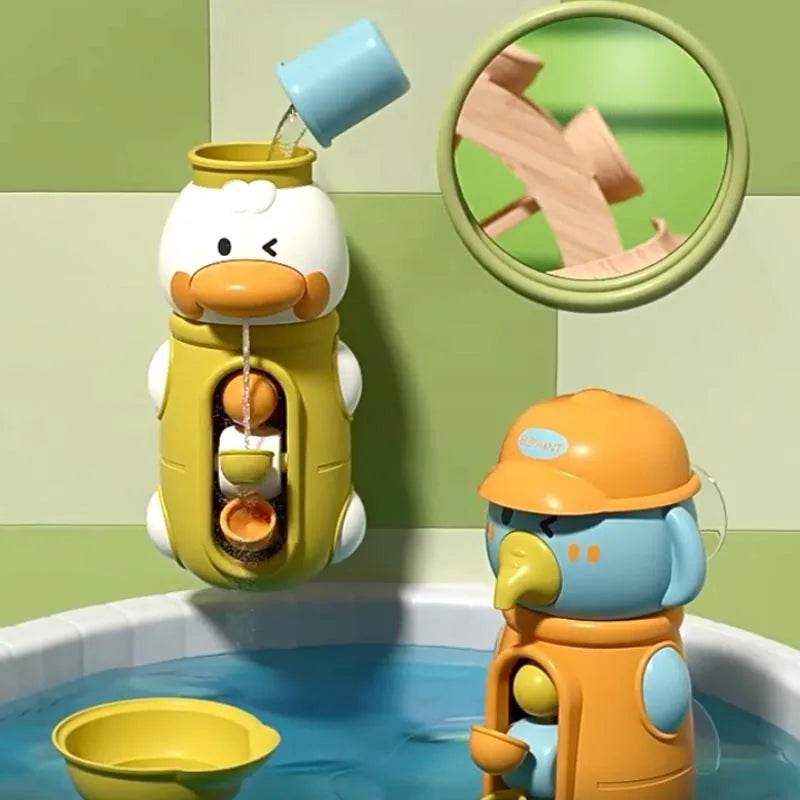New Cute Duck/Elephant Baby Shower Bath Toys Children Water Play Spinner with Suction Cup Waterwheel Games for Kid Bathroom - AIAZ