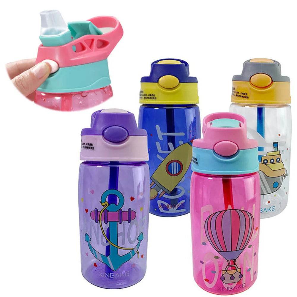 480Ml Kids Sippy Cup Water Bottles Creative Cartoon Feeding Cups With Straws And Lids Spill Proof Portable Toddlers Drinkware - AIAZ