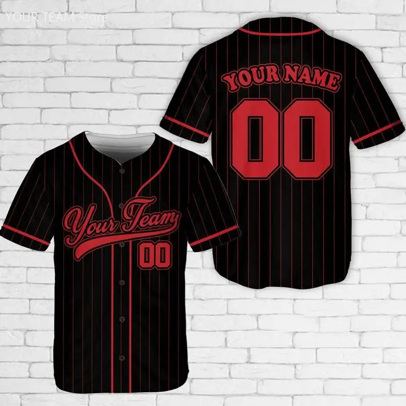 Custom Team Name Number Pinstripe Baseball Jersey  Stripe Color Uniform for Baseball Fans Jersey Design Sports Apparel