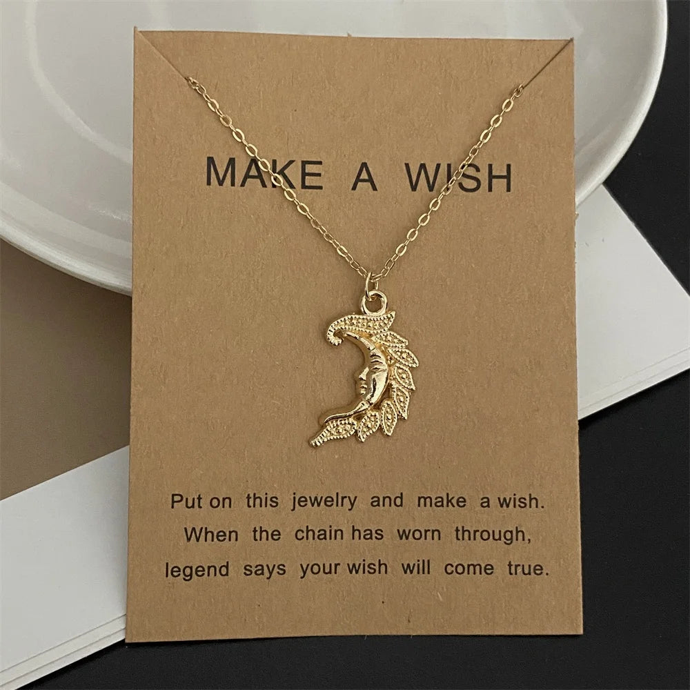 New Fashion Love Heart Pendant Necklace Animial Plam Geometric Trendy Gift Necklace Golden Color Collar Jewelry Wholesale