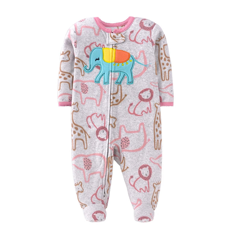Winter Baby Boy Girl Rompers Clothes Zipper Fleece Autumn Warm Newborn Infants Pajamas Outfit Animal Jumpsuit Clothing 0 -12 M
