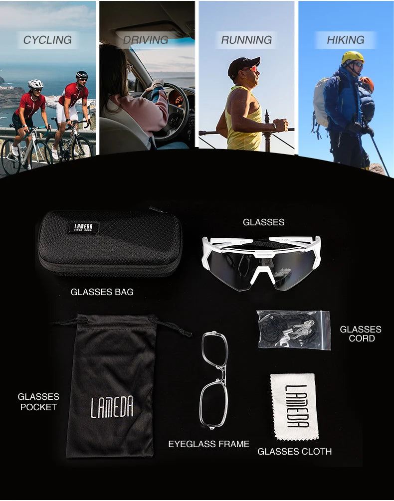 LAMEDA Photochromic Cycling Sunglasses Men Professional Bicycle Glasses Goggles Windproof MTB Road Bike Glasses Mountain Eyewear
