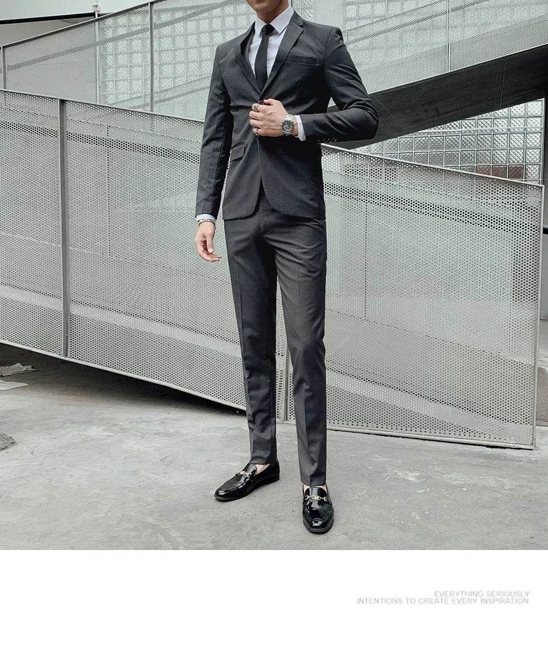 Suit (Blazer+ Vest + Pants) Men's Business Gentleman Fashion Slim Work Solid Color Plus Size Fair Dress Wedding Best Man Suit - AIAZ