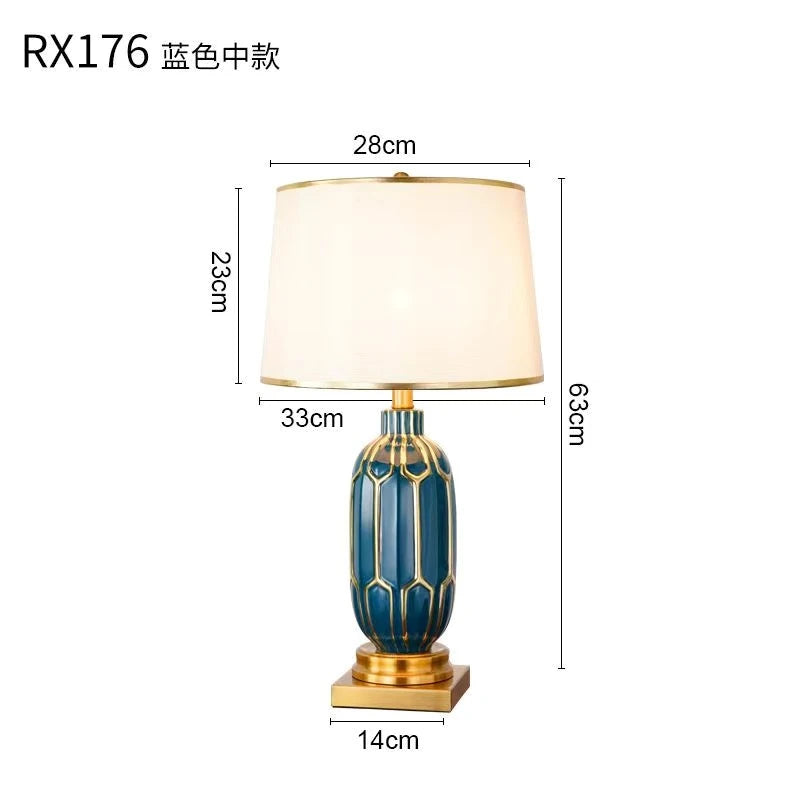Chinese Black Ceramic Desk Lamp Nordic Modern Luxury Living Room Bedroom Bedside Study Table Lamp Atmosphere Sense Decoration