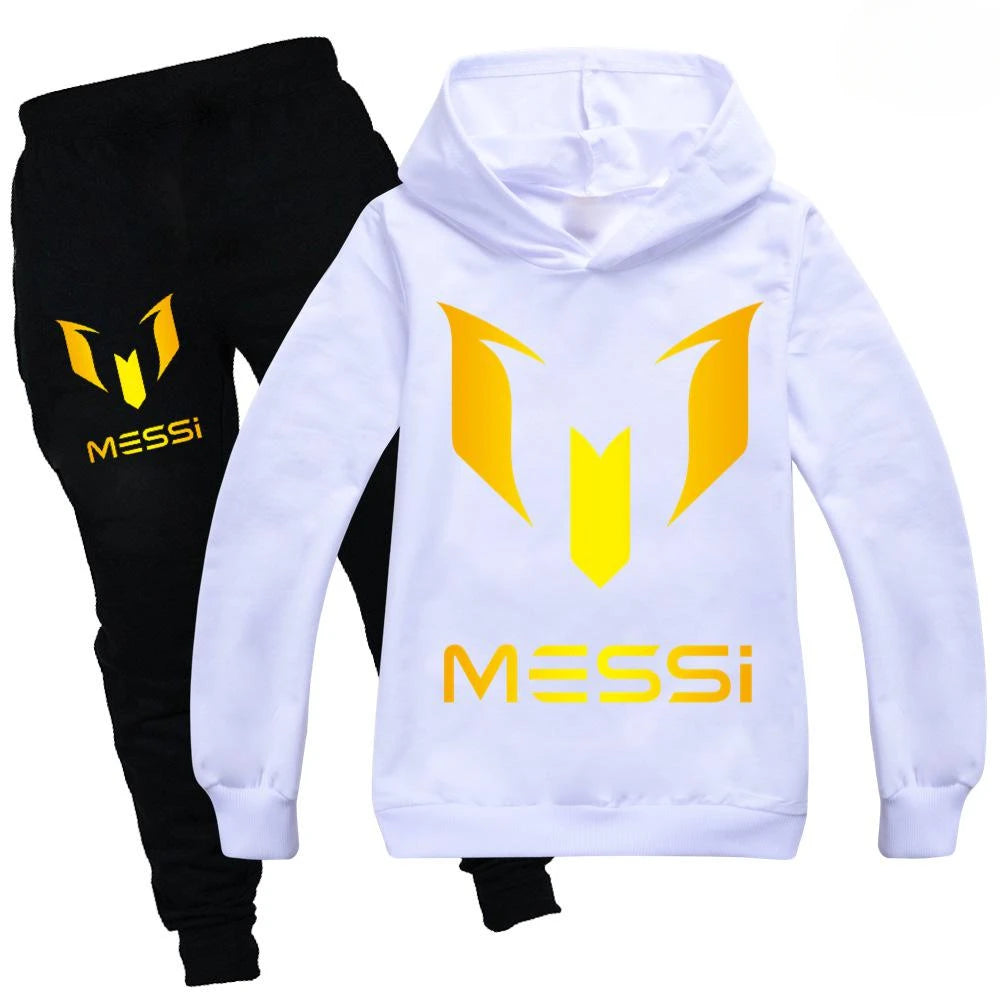 2024 New Argentine Football Superstar Messi Children Hoodie + Pants 2pcs Sets Kids Boys Girls Spring Autumn Fashion Tracksuits