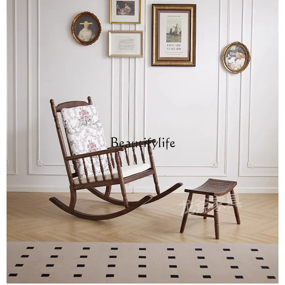 North American Black Walnut All Solid Wood Rocking Chair Bedroom Sofa Chair