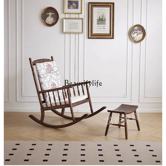 North American Black Walnut All Solid Wood Rocking Chair Bedroom Sofa Chair