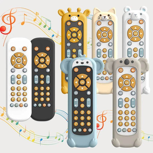 Baby Silicone TV Remote Control Cartoon Animal Children With Music Remote Control Early Education Cognitive Toys - AIAZ
