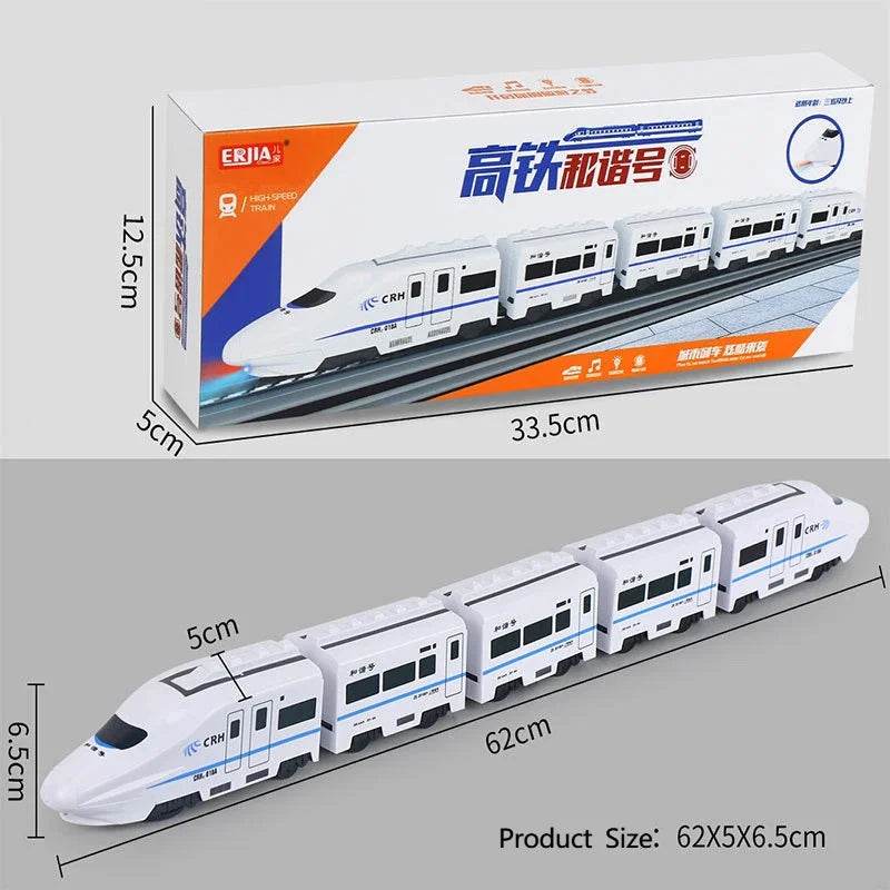 Kids DIY Simulation High Speed Railway Train Toy Car Electric Sound Light Model Train Educational Toys for Boys Girls Gift - AIAZ