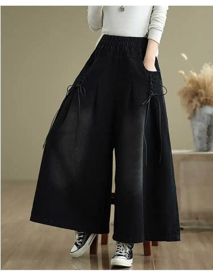 Denim Pant Women Jeans Wide Leg Long Pants A Line High Waist Straight Trousers Y2k Streetwear Casual Loose Mom Summer Club - AIAZ