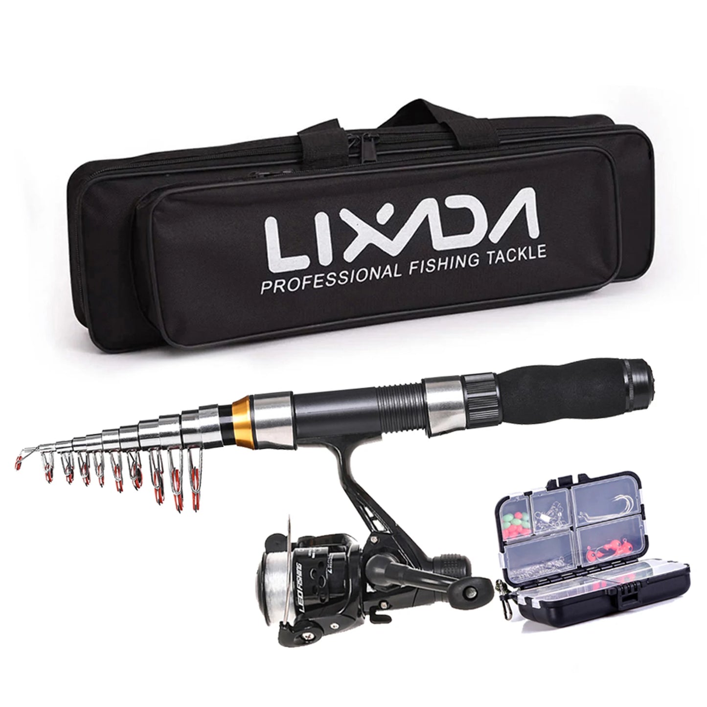 Lixada 2.1m 2.3 m Telescopic Fishing Rod Reel Combo Full Kit Carbon Fiber Rod Pole Spinning Reel Fishing Bag Case Pesca Gear Set