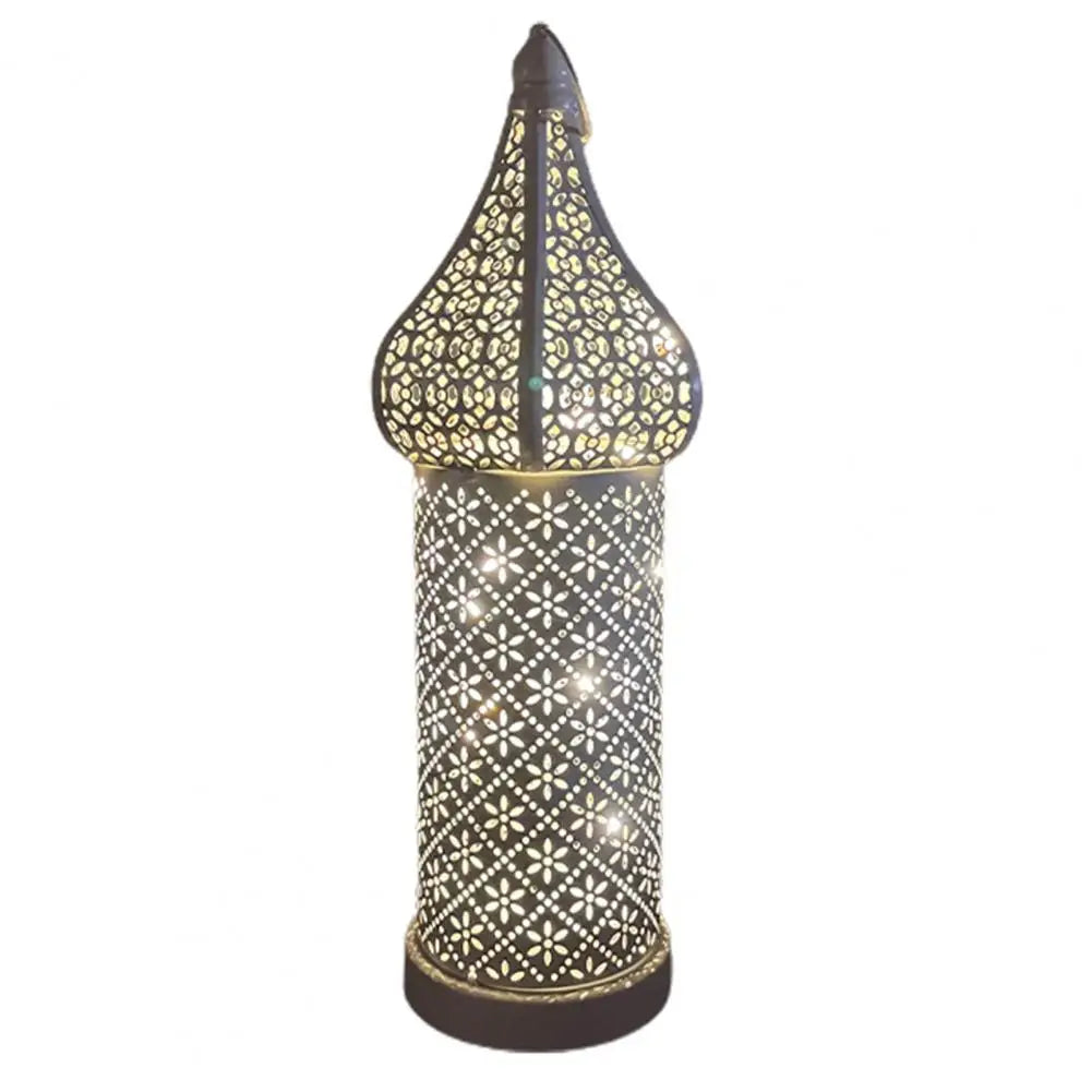 35CM White Hollow Led Wind Lamp Morocco Style Night Light Luminous Iron Lantern Home Living Room Decorative Lamp Ornaments