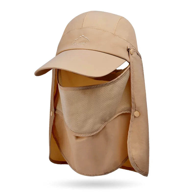 Summer Quick Drying Baseball Caps For Men Women Anti UV Sun Hat Breathable Hiking Fishing Hat Male Outdoor Detachable Shawl Hats
