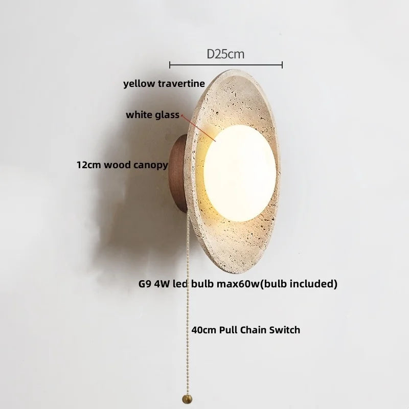 IWHD Yellow Cave Stone LED Wall Lamp Sconce Pull Chain Dining Room Coffee Nordic Modern Simple White Glass Stair Light Fixtures