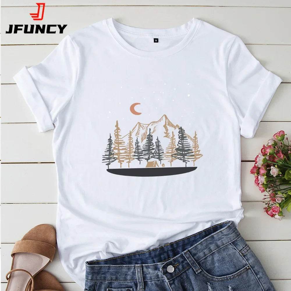 Oversized Women Tops 2024 Summer Woman Clothes Cotton T-shirt Female Short Sleeve Tees Women's Tshirt Graphic T Shirts - AIAZ