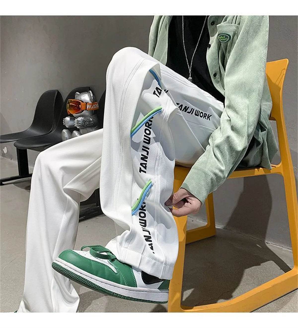 2025 New Fashion Trends Men's Casual Pants Processing Pants Thin Loose Oversized Elastic Breathable and Ventilated Pants - AIAZ