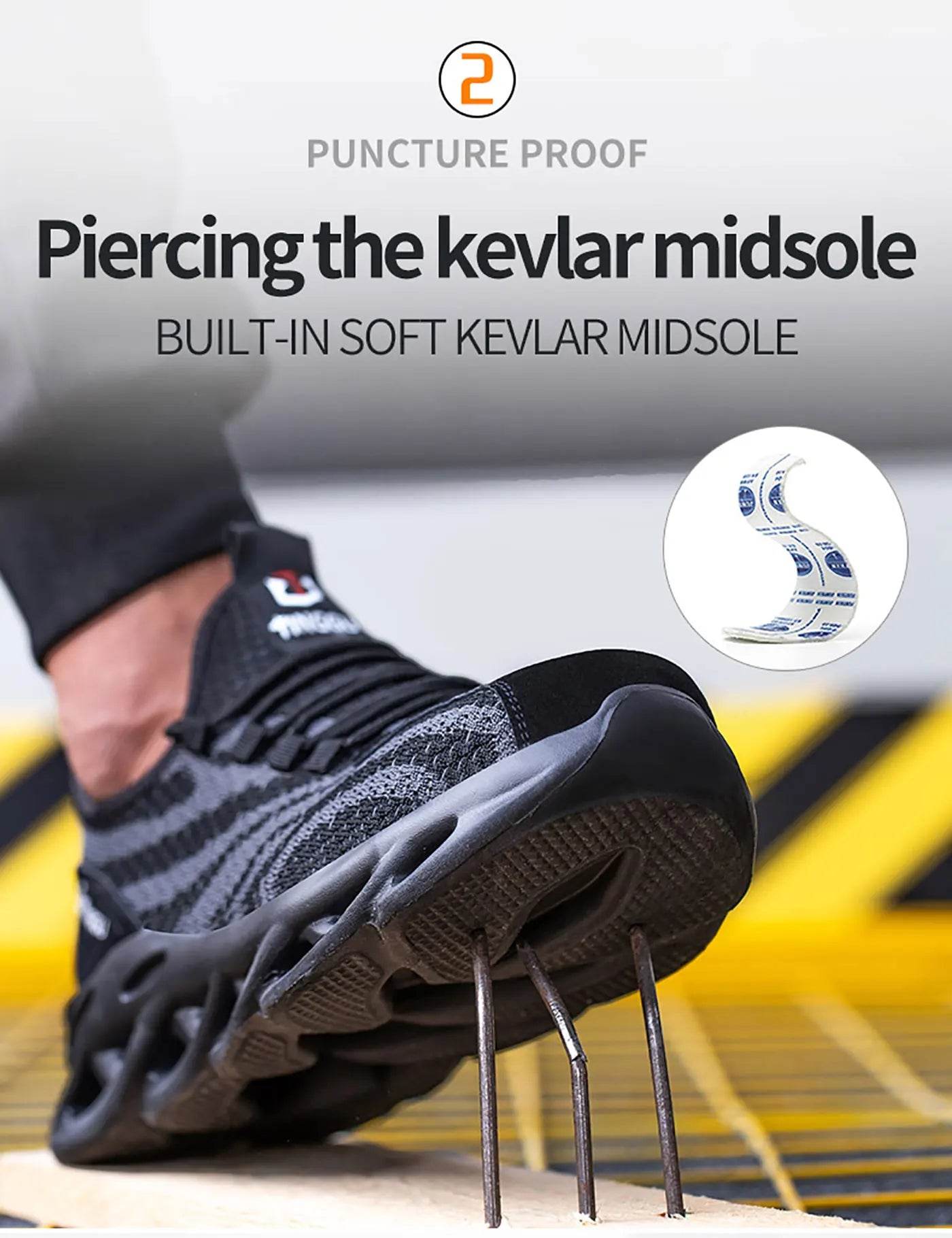 Men's safety shoes are anti impact, anti puncture, soft, comfortable, breathable, anti slip, and wear-resistant work shoes - AIAZ