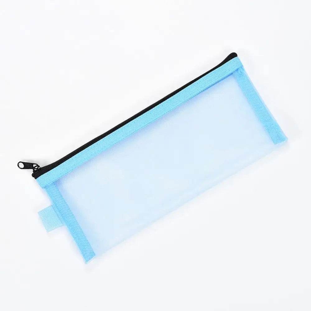 School Supplies Nylon Mesh Pencil Bag Zipper Pen Case Stationery Pouch Large Capacity Stationery Holder Bag Kids - AIAZ