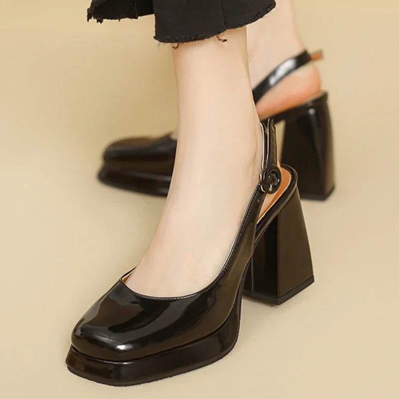 Slingbacks Summer Women Sandals Fashion Black White Pumps Shoes For Girls Elegant High Heels Wedding Shoes Ladies Large Size - AIAZ