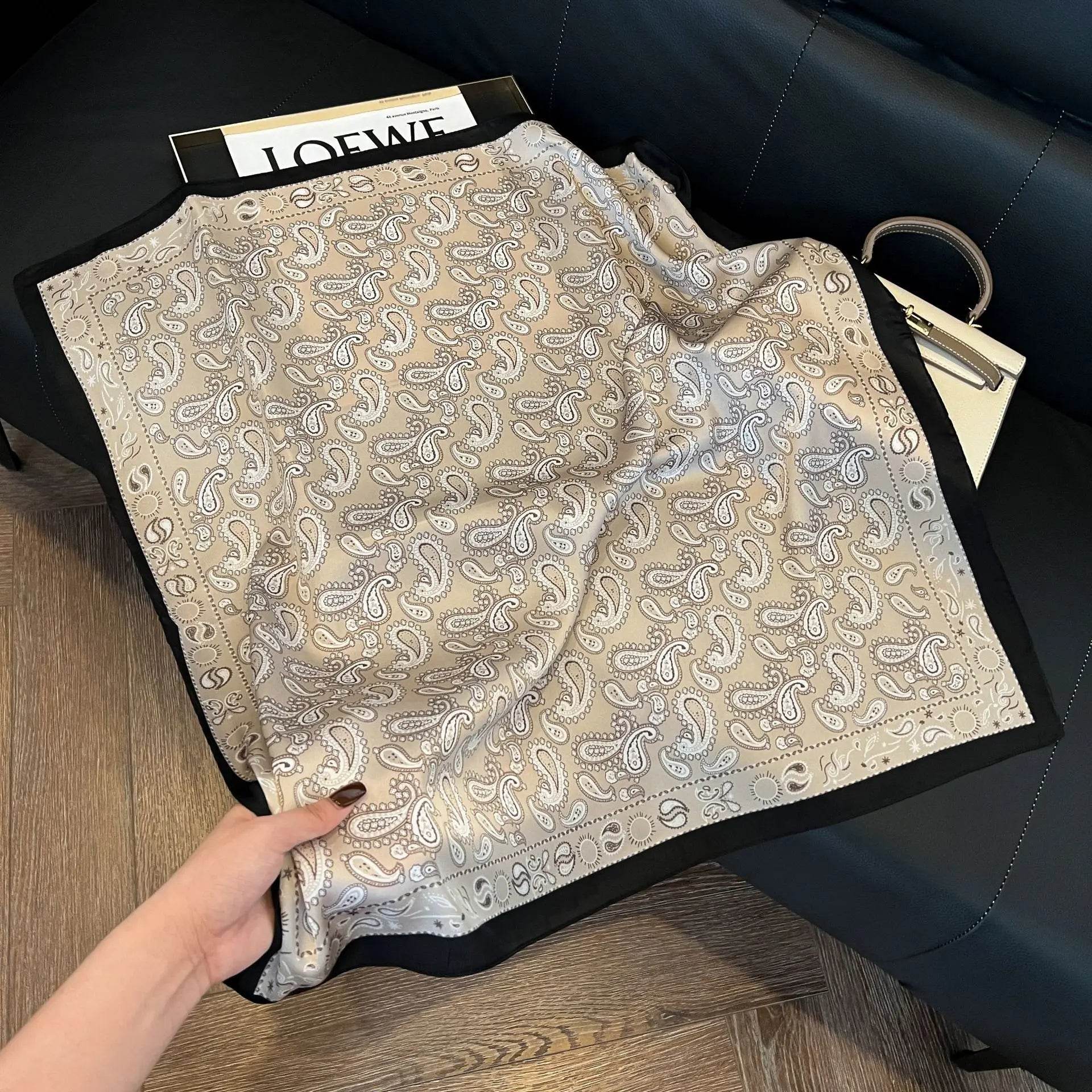 2024 New Leopard Print Square Scarf Women's Imitation Silk Scarf Casual Versatile Decoration Small Neck Scarf 70CMx70CM - AIAZ