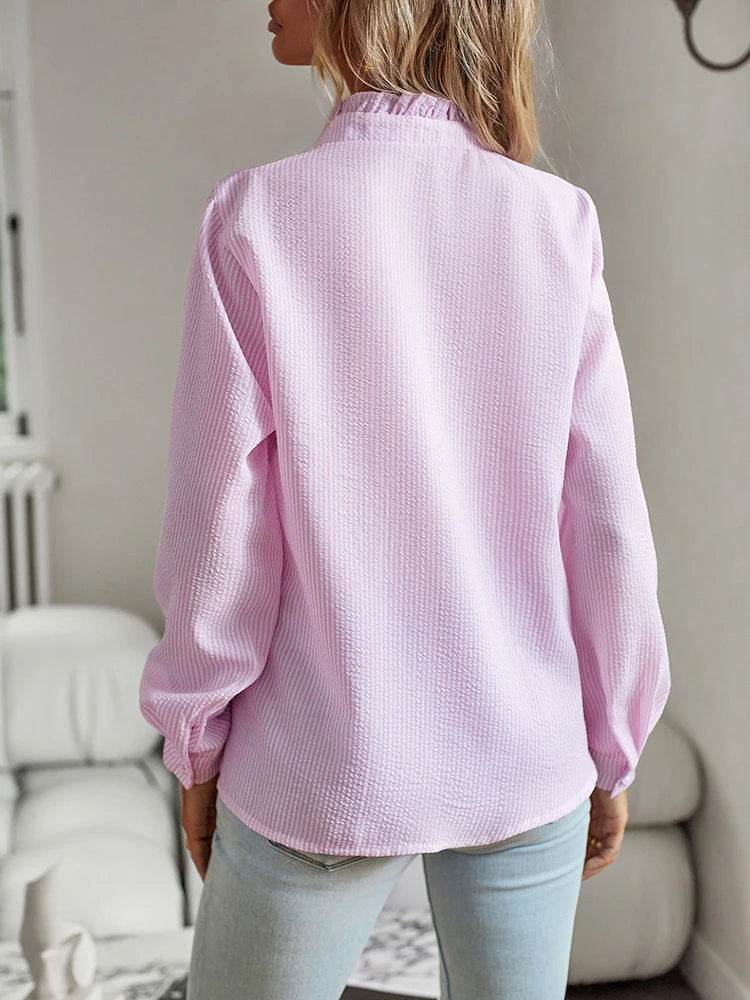 Fashion New Women Elegant Office Shirt,Long Sleeve Top Causal Comfort Simple Shirt,Shirts & Blouses,Tops For Women,Women Clothes - AIAZ