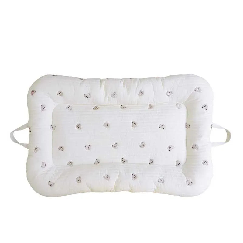 Cartoon Embroidery Bear Sleeping Nest for Baby Bed Crib with Pillow Travel Playpen Cot Infant Toddler Infant Cradle Mattress